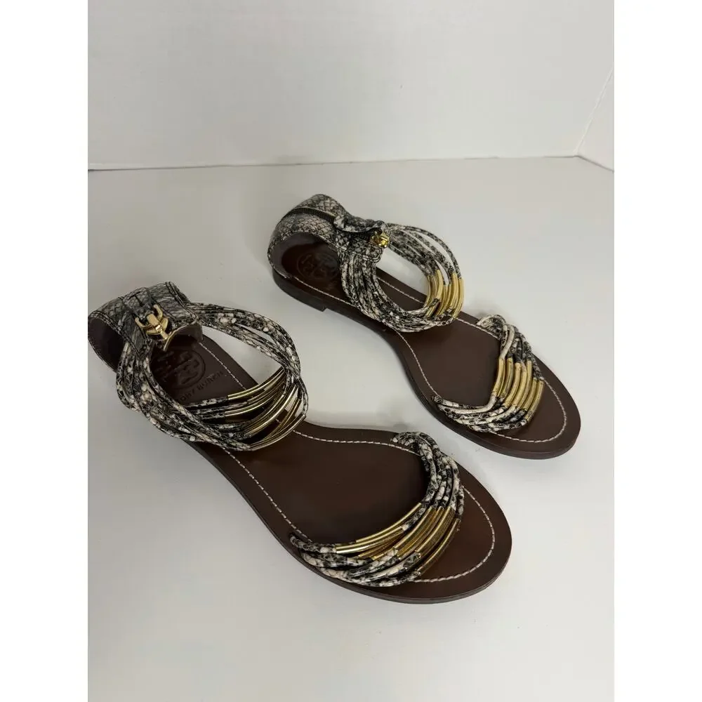 Tory Burch Snakeskin Gladiator Sandals Size 8 Womens